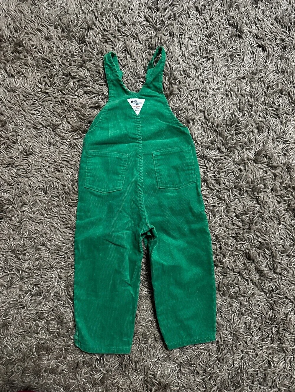 Vtg Baby Bgosh Oshkosh  USA Paper Tag Green Corduroy Overalls Sz 24M